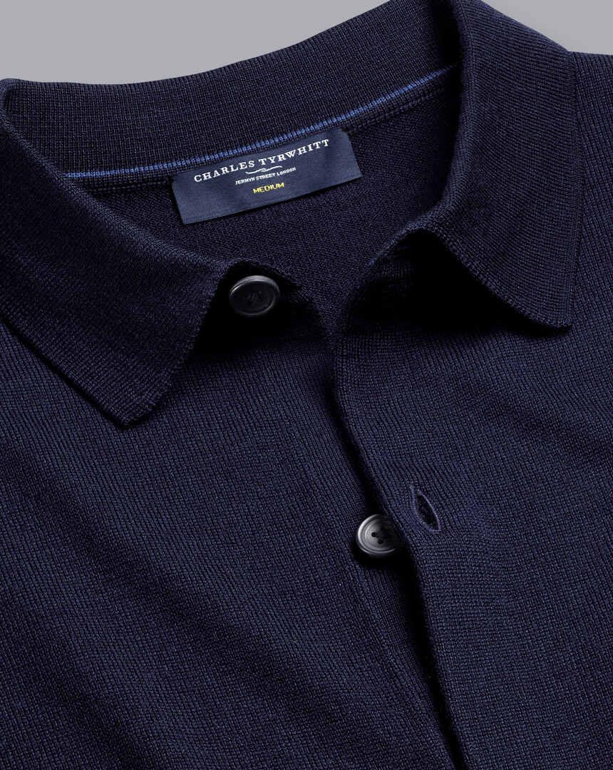 Merino Shirt Cardigan - Navy