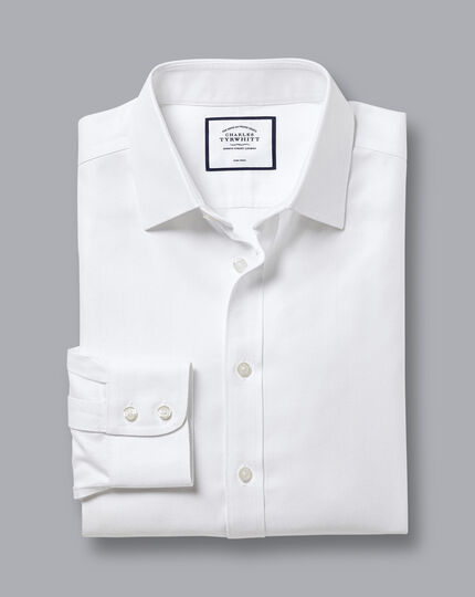 Non-Iron Herringbone Shirt - White | Charles Tyrwhitt
