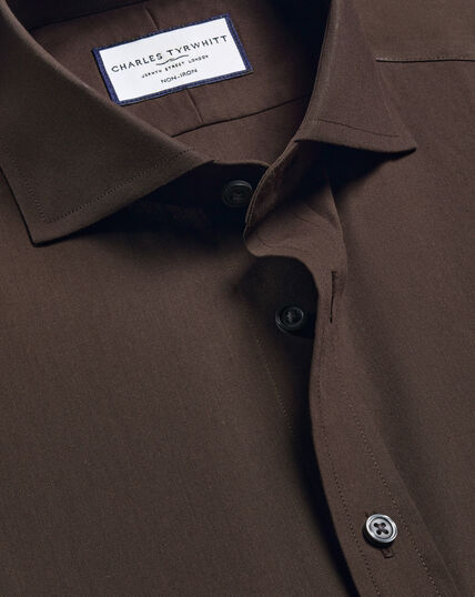 white christmas dresses Hisdern Men's Dark Brown Splicing Dress Shirt for Office Wear 2XL main image 0