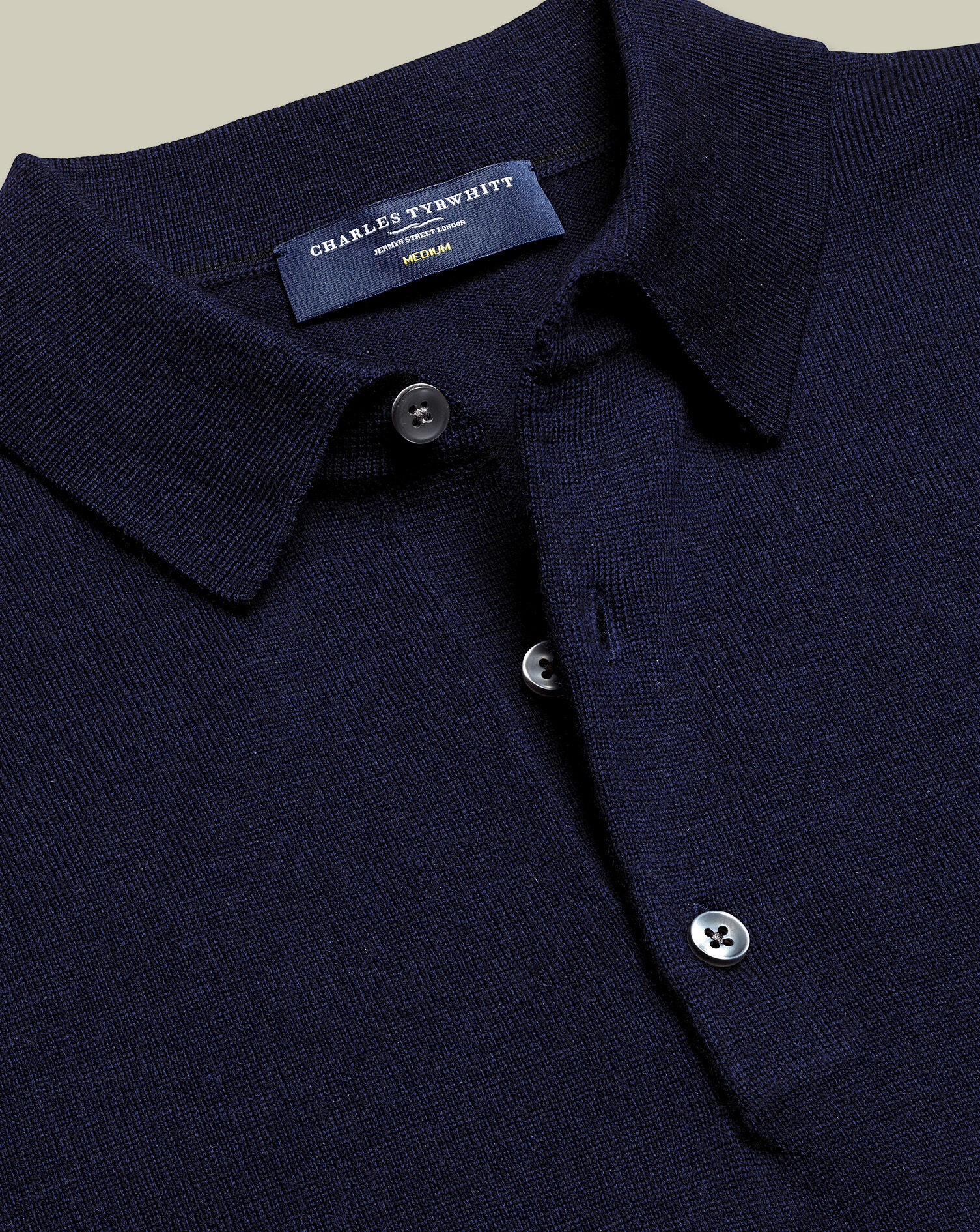 Merino Polo Sweater - Navy