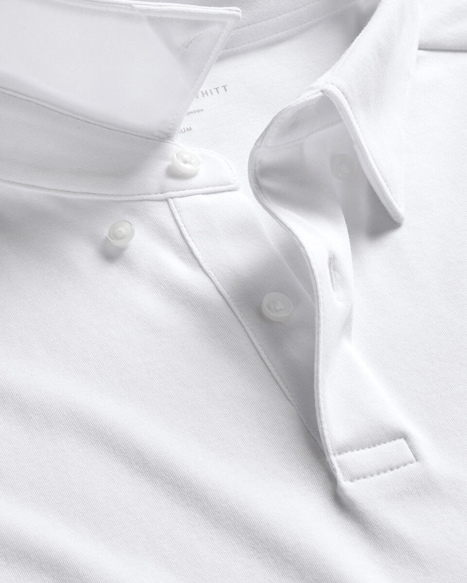Polo &eacute;l&eacute;gant en coton &agrave; manches longues - Blanc