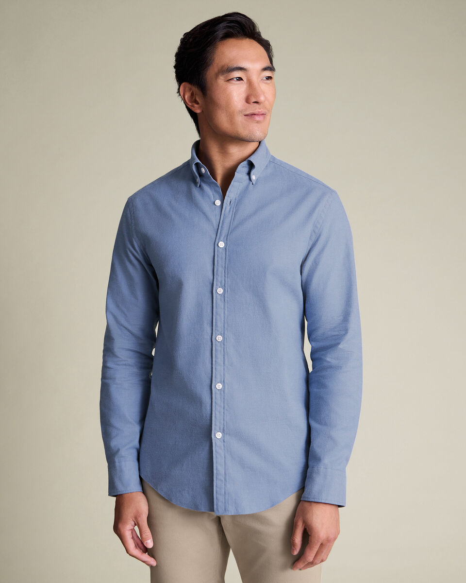 Geborsteld Flanel Overhemd - Denim