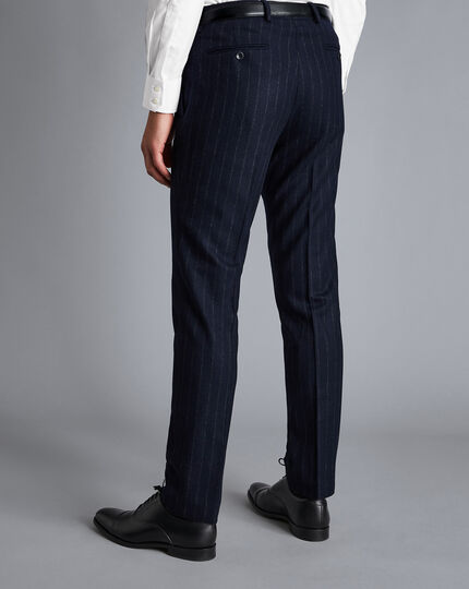 British Luxury Stripe Suit Pants - Dark Navy