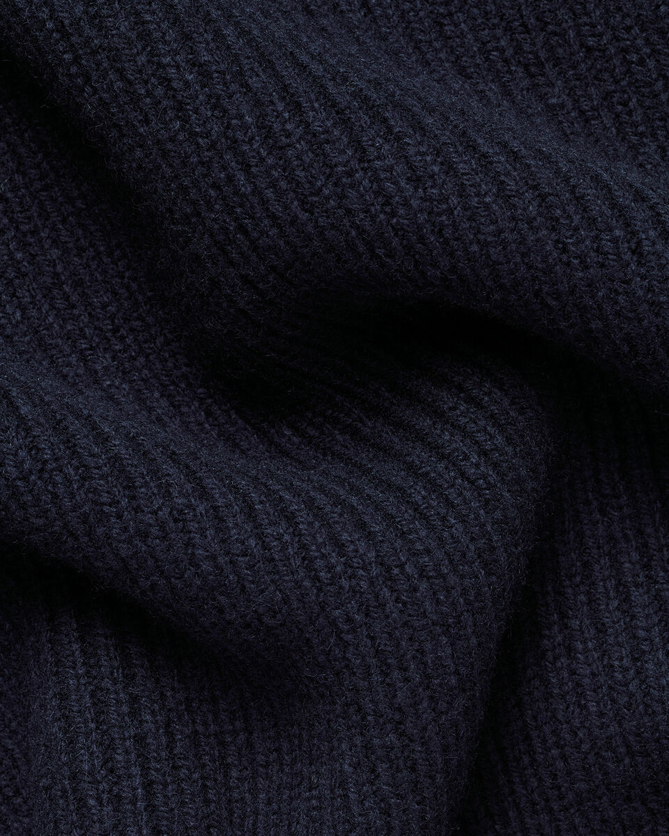 Dikke Jumper Met Hals Met Rits Van Pure Merinowol - Marineblauw