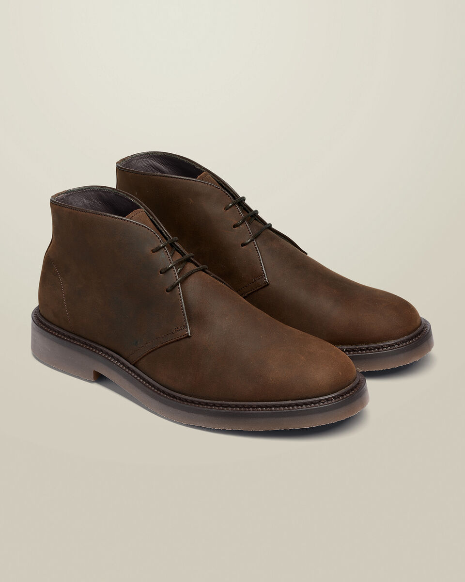 Waxed Leather Chukka Boots - Chocolate Brown