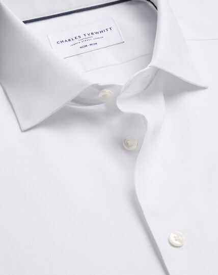 slim fit dress slacks Eton Contemporary Fit Pleated Dress Shirt White main image 1