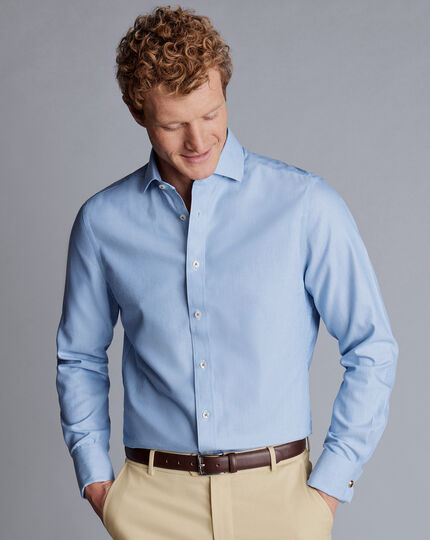 Spread Collar Non-Iron Clifton Weave Shirt - Ocean Blue