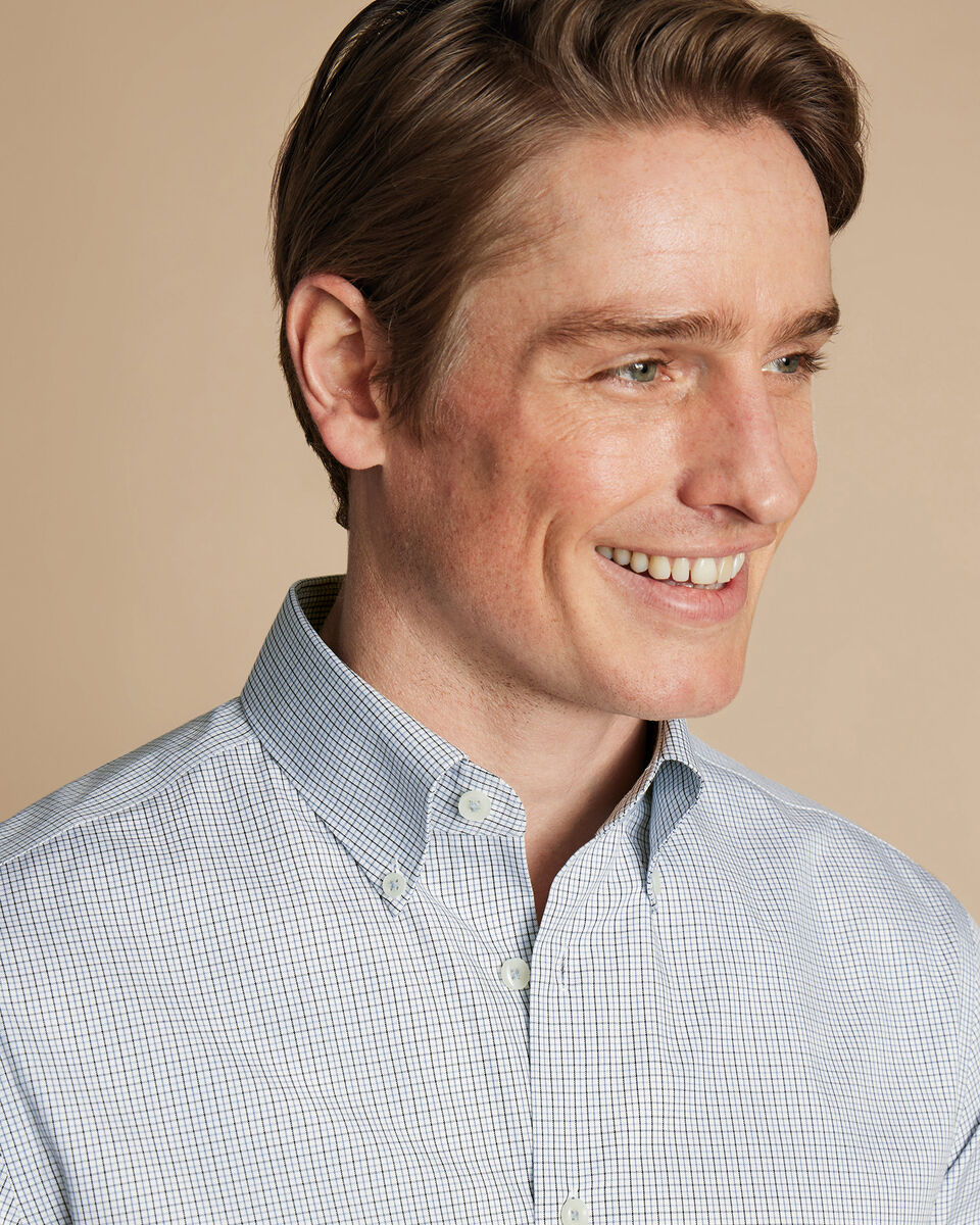 Chemise Oxford à petits carreaux et col boutonné sans repassage - Noir