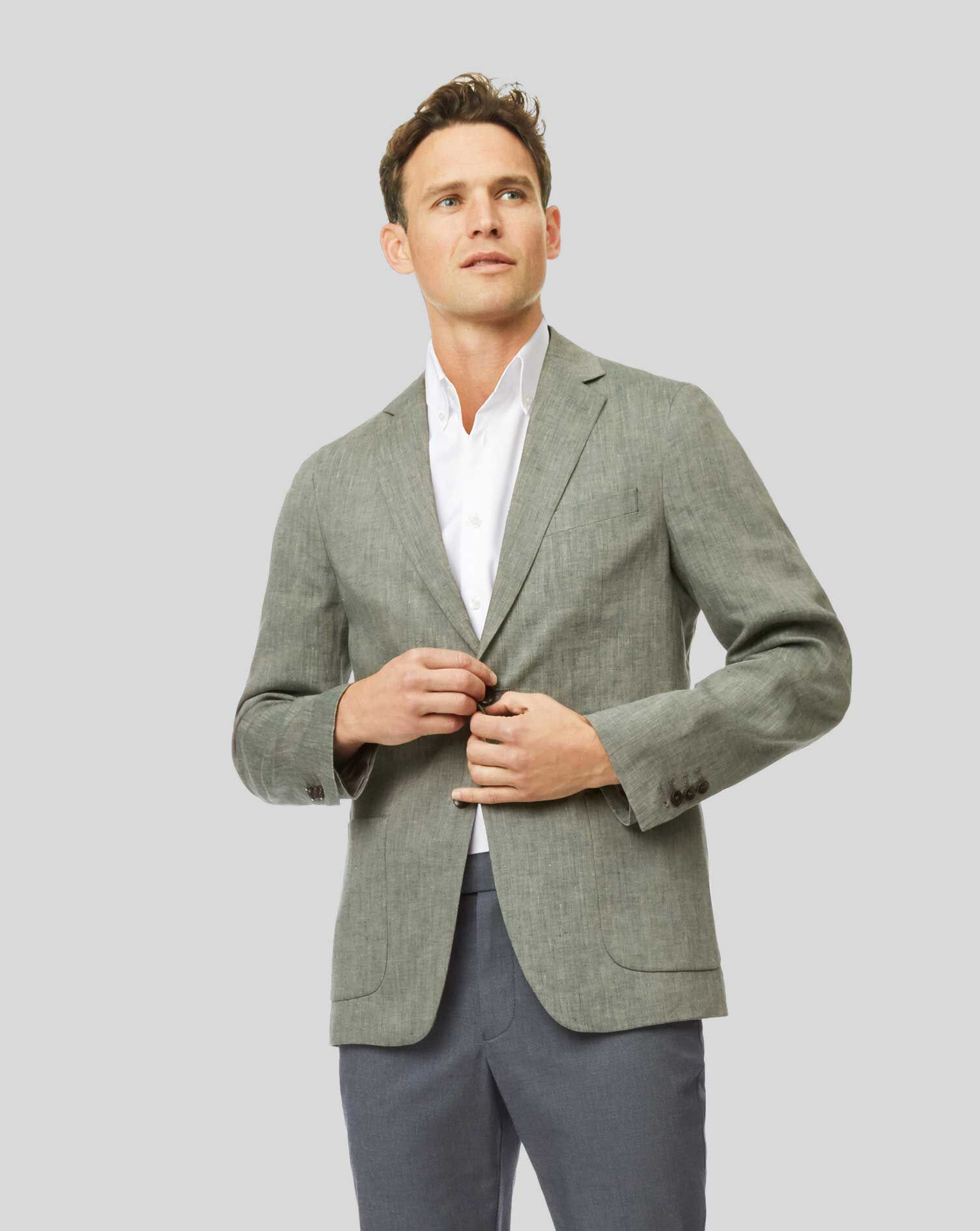 gray linen jacket