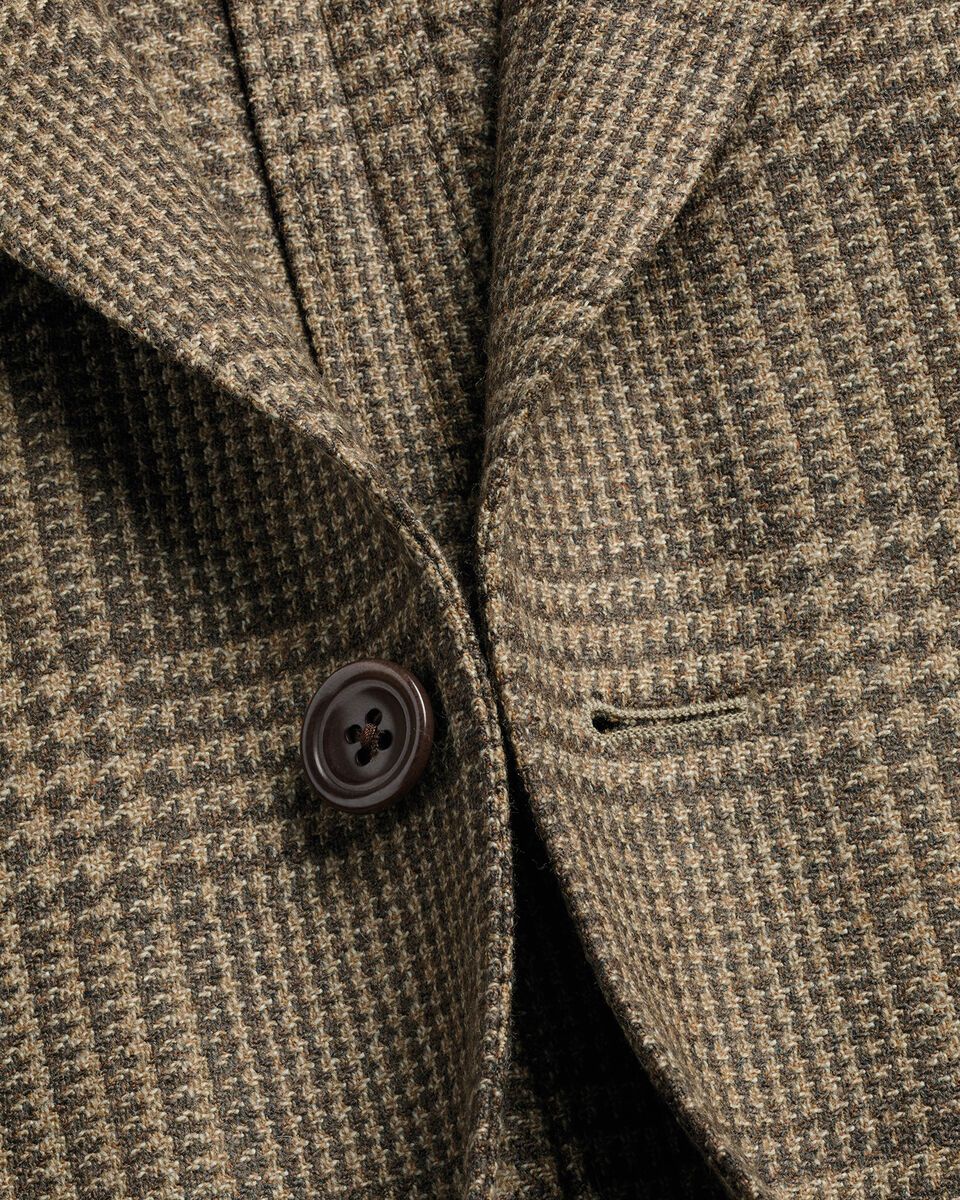 Veste de costume de luxe italienne Prince-de-galles - Camel