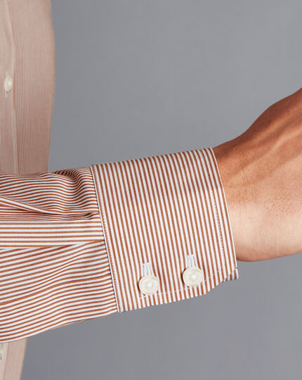 Spread Collar Non-Iron Bengal Stripe Shirt - Rust