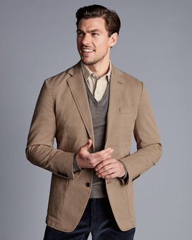 Cotton Stretch Garment Dyed Jacket - Taupe
