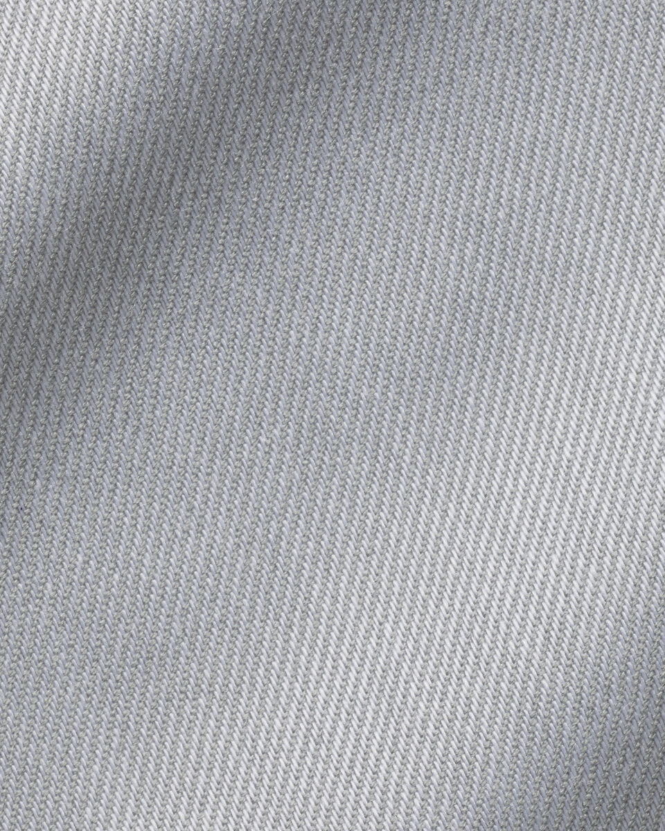 Semi-Cutaway Collar Non-Iron Twill Shirt with Printed Trim - Light Grey ...