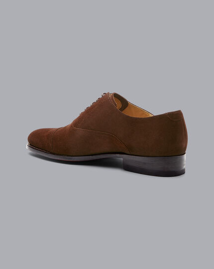 Suede Oxford Toe Cap Shoes - Walnut Brown | Charles Tyrwhitt