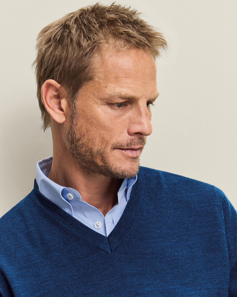 Pure Merino V-Neck Jumper - Royal Blue