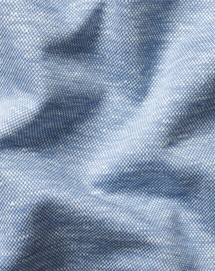 Linen Cotton Polo - Navy Blue