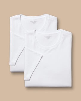 2 Pack Crew Neck Cotton T-Shirts - White