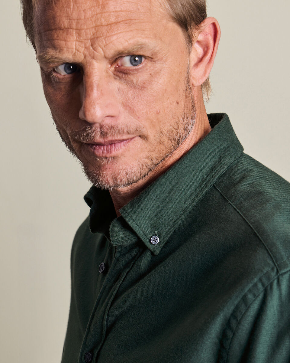 Chemise en flanelle bross&eacute;e - Vert for&ecirc;t