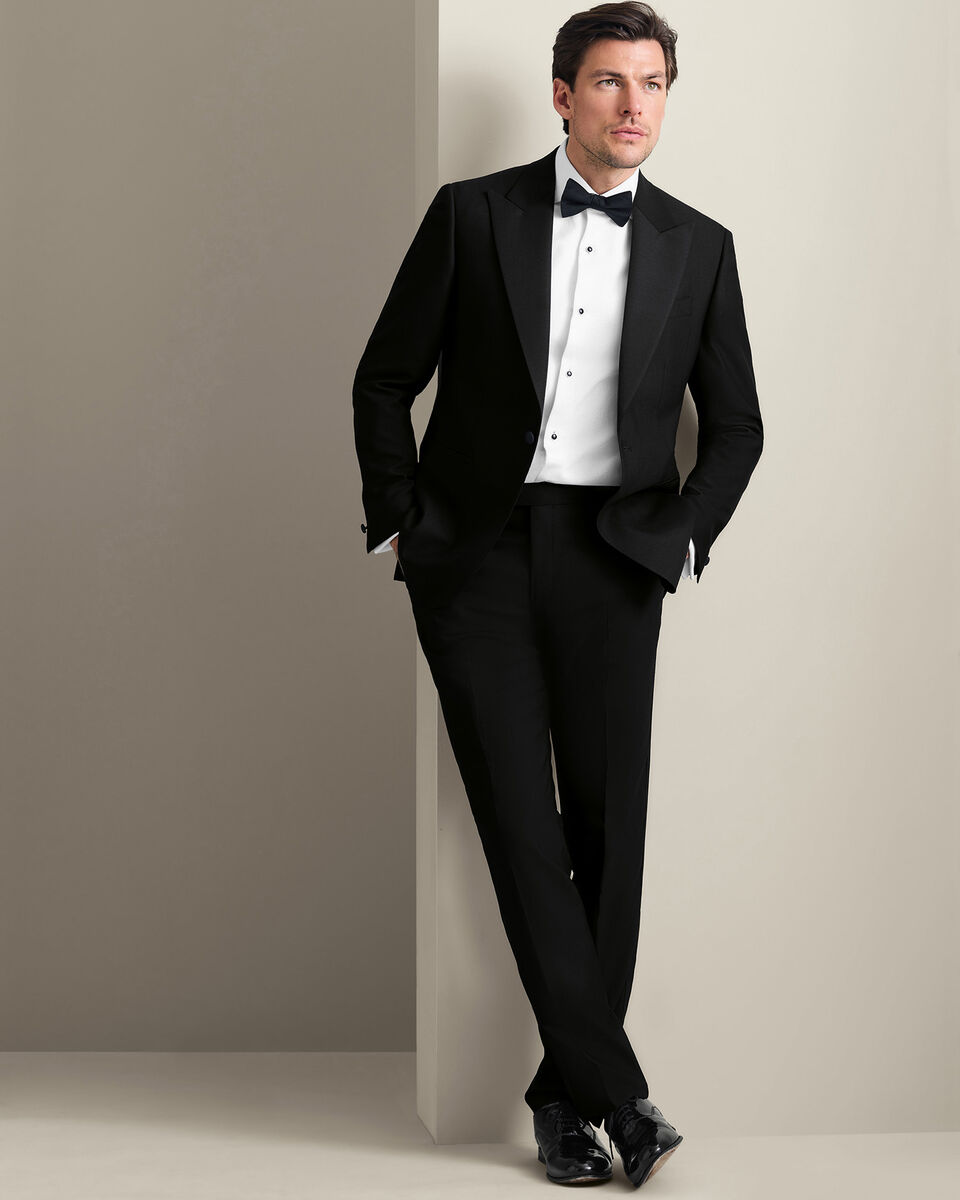 Peak Lapel Dinner Suit Jacket - Black