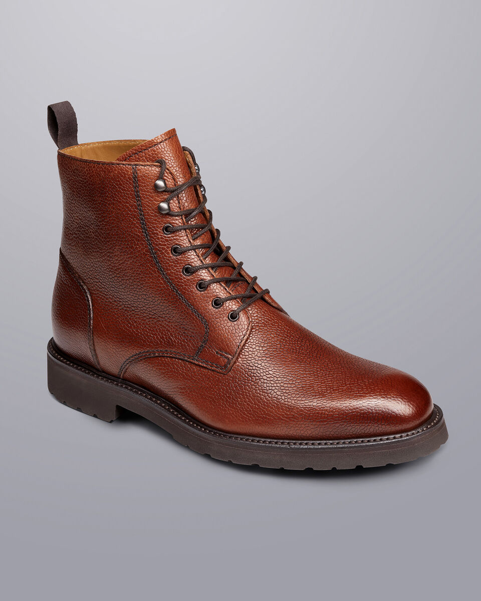 Grain Leather Boots - Chestnut Brown | Charles Tyrwhitt