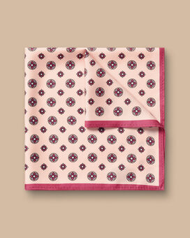Pochette de costume en soie à motif médaillon - rose pâle
