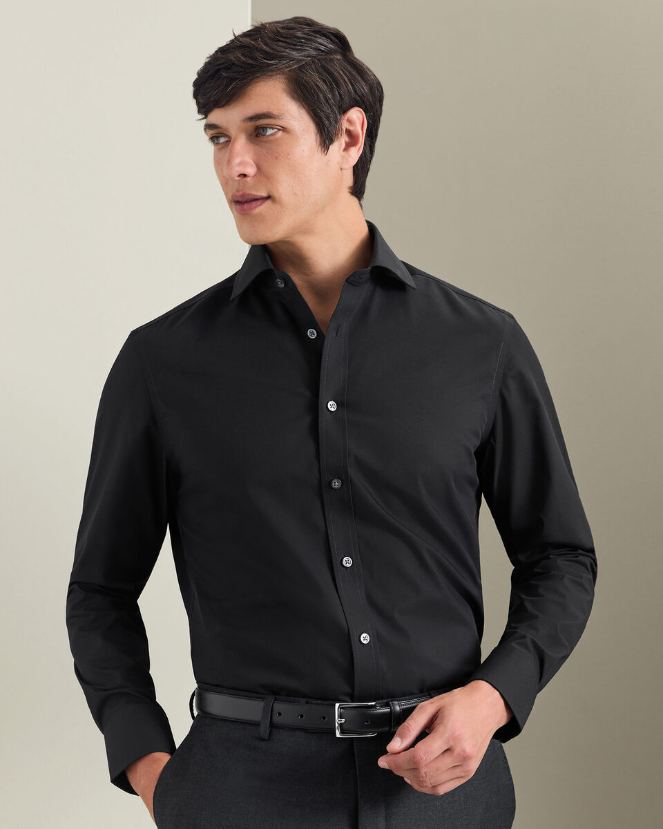 Non-Iron Stretch Poplin Shirt - Black
