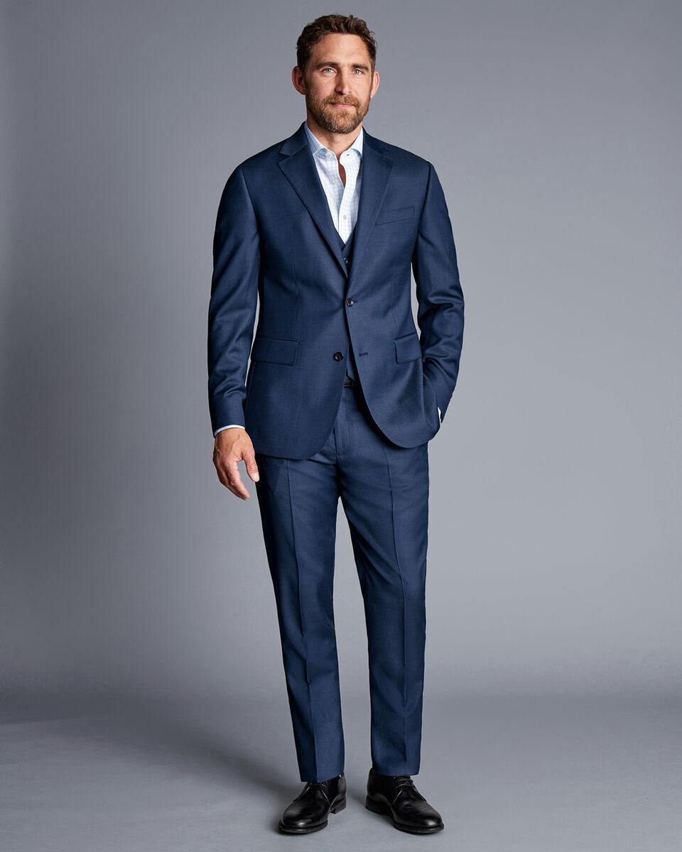 Natural Stretch Twill Suit Pants - Royal Blue