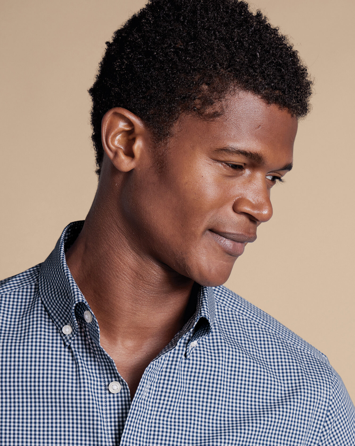 Button-Down Collar Non-Iron Stretch Poplin Mini Gingham Check