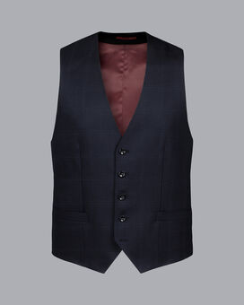 Ultimate Performance Check Suit Waistcoat - Navy