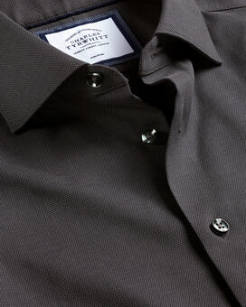 Semi-Spread Collar Non-Iron Stretch Texture Shirt - Charcoal Grey