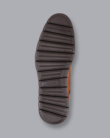 Leather Hybrid Sneakers - Dark Tan