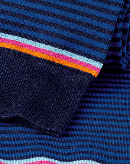 Fine Stripe Socks - Cobalt Blue & Navy 