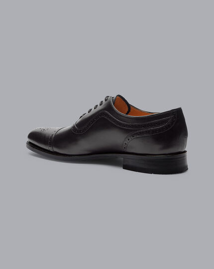 Goodyear Welted Oxford Brogue Shoes - Black