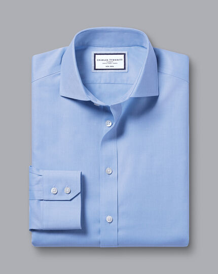 Spread Collar Non-Iron Twill Shirt - Cornflower Blue
