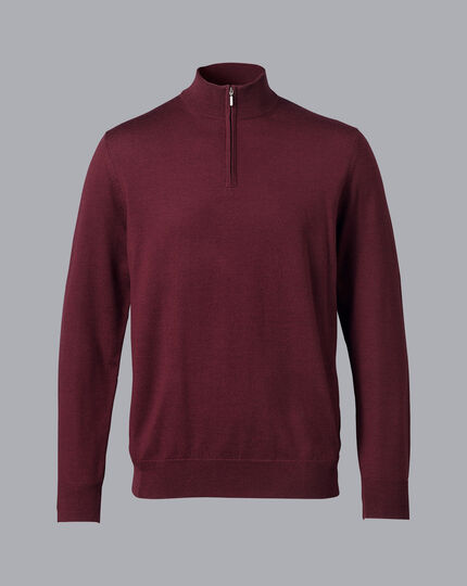 Merino Quarter Zip Sweater - Burgundy