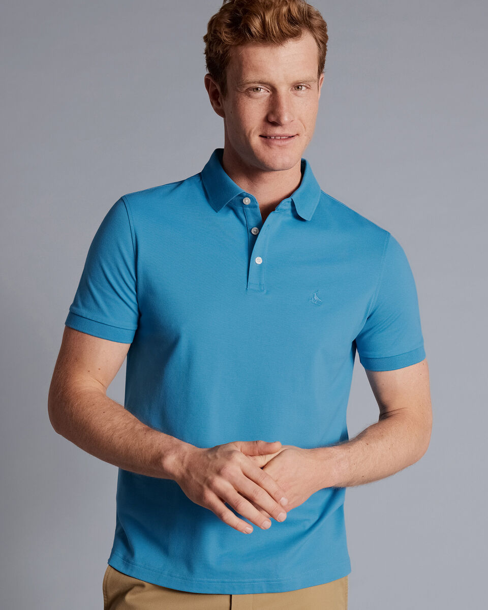 Polo en piqué Tyrwhitt - Turquoise Clair | Charles Tyrwhitt
