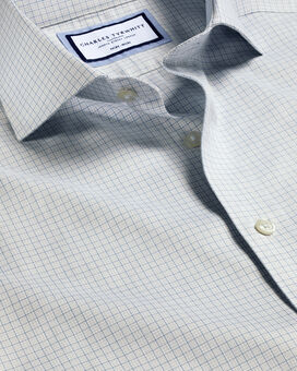 Cutaway Collar Non-Iron Mini Prince of Wales Check Shirt - Silver Grey