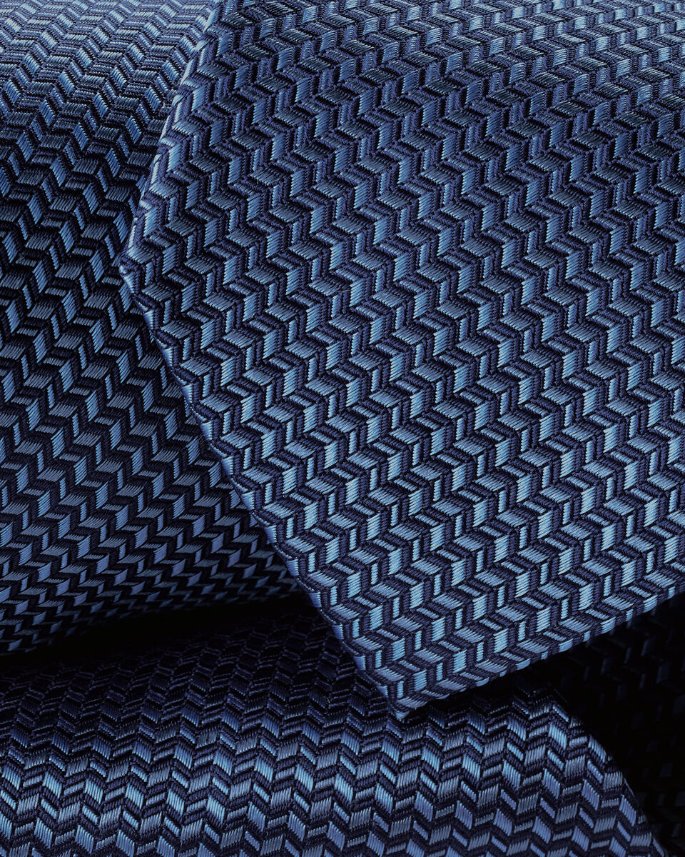 Silk Patterned Tie - Steel & Mid Blue