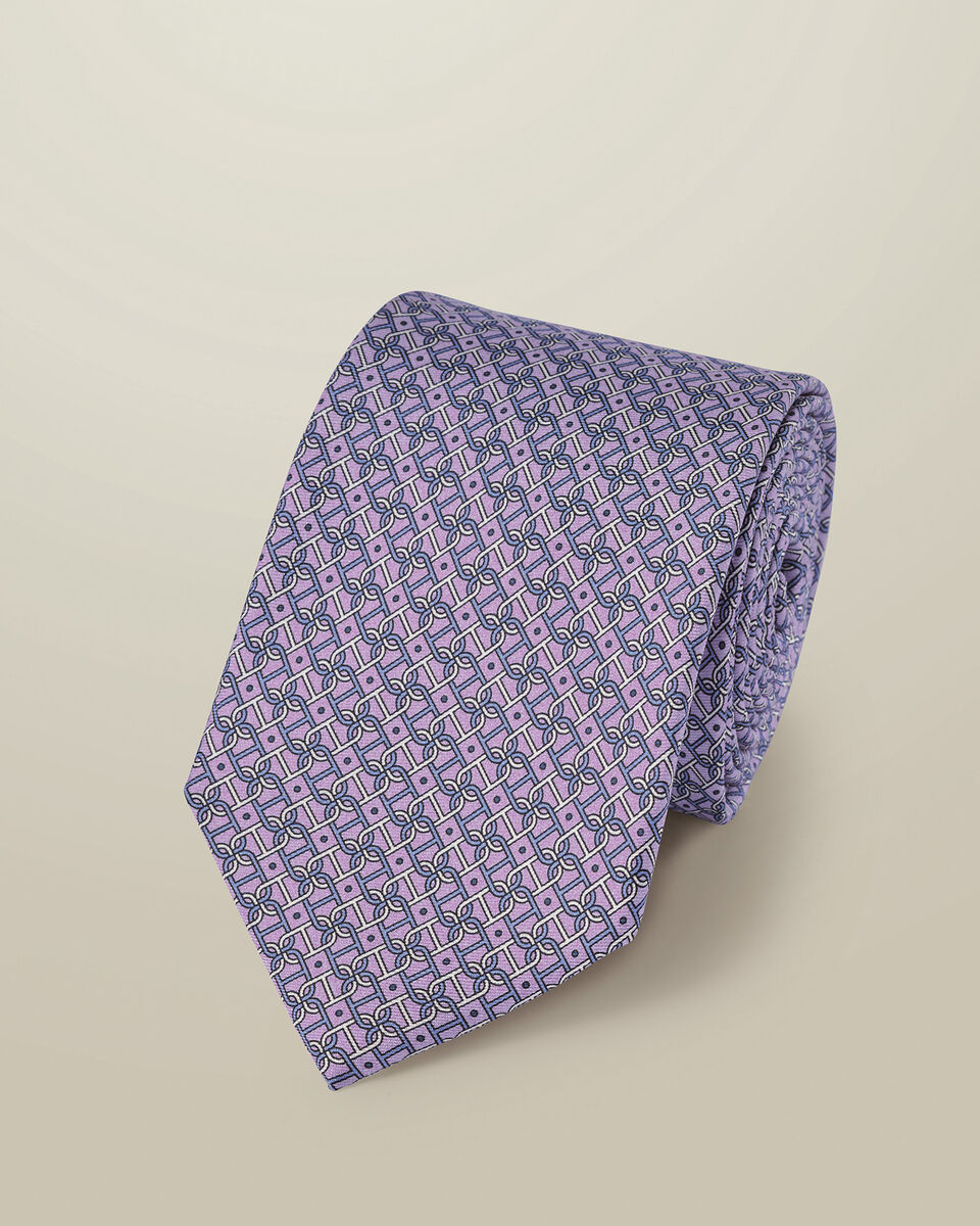 Silk Print Tie - Lilac Purple