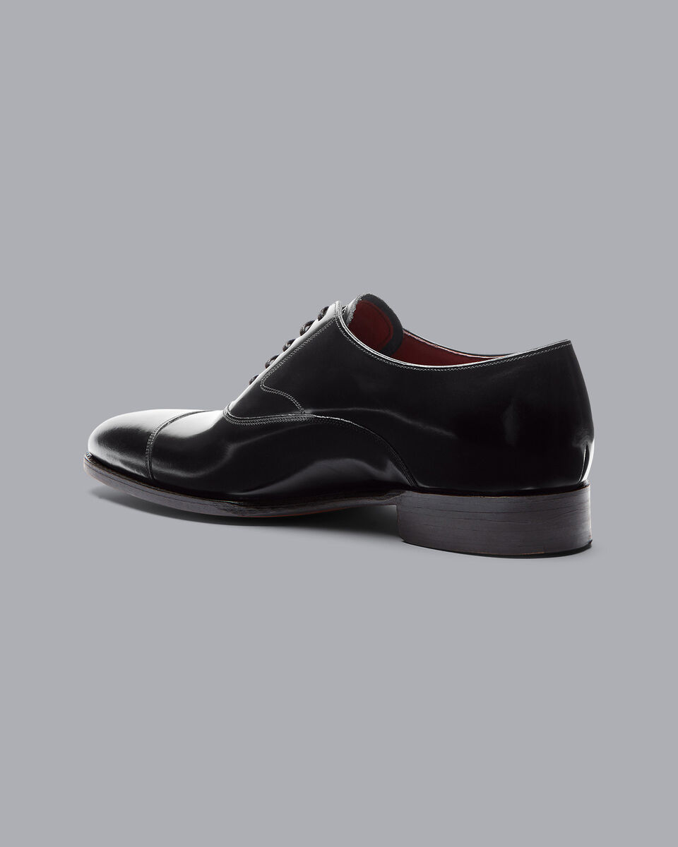 High-Shine Leather Luxury Oxford Shoes - Black
