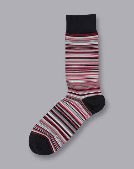 Mehrfarbig gestreifte Socken - Rot