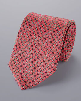 Krawatte aus Seide mit Ring-Muster - Korall