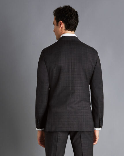 Italian Prince of Wales Check Suit Jacket - Charcoal Grey
