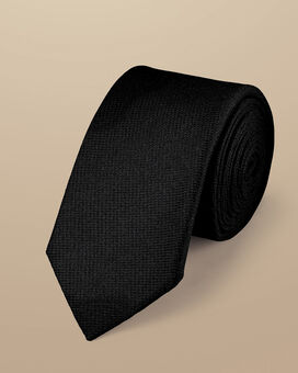 Schmutzabweisende schmale Krawatte aus Seide - Schwarz