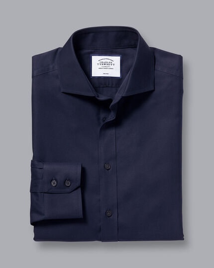 Spread Collar Non-Iron Twill Shirt - Navy