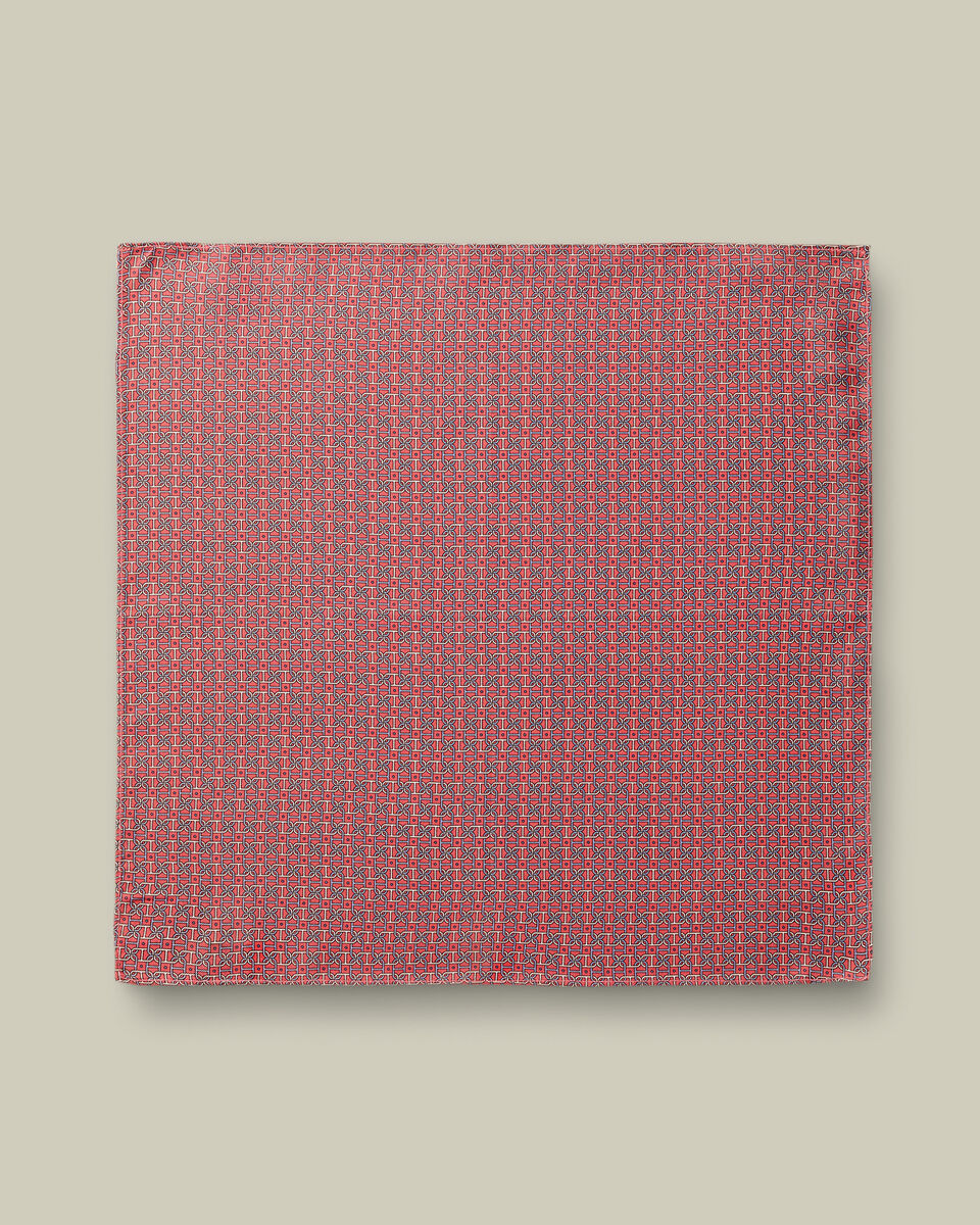 Silk Print Pocket Square - Coral Pink