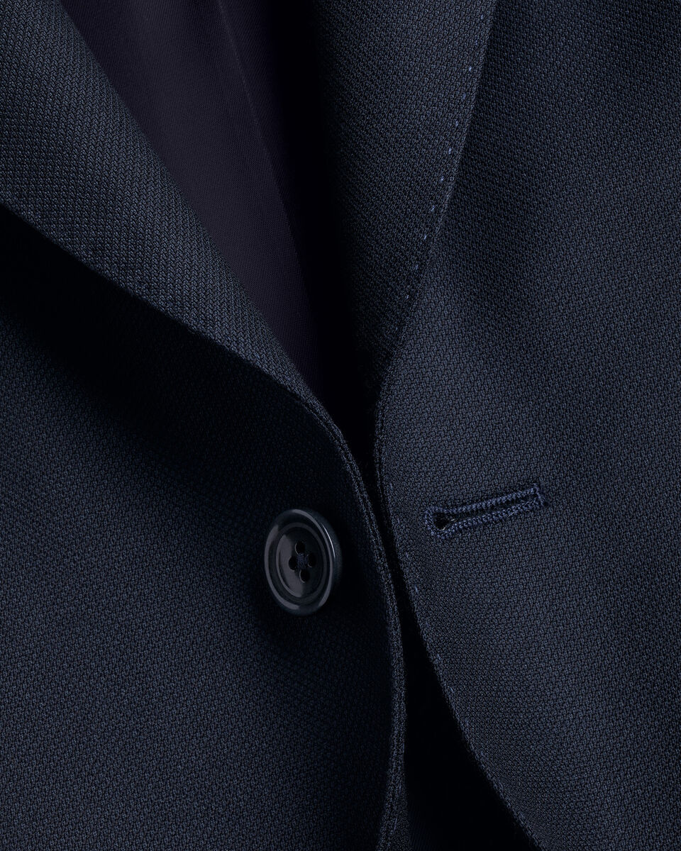 Italian Luxury Birdseye Suit Jacket - Navy