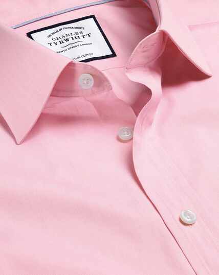 Semi-Cutaway Collar Egyptian Cotton Poplin Shirt - Pink