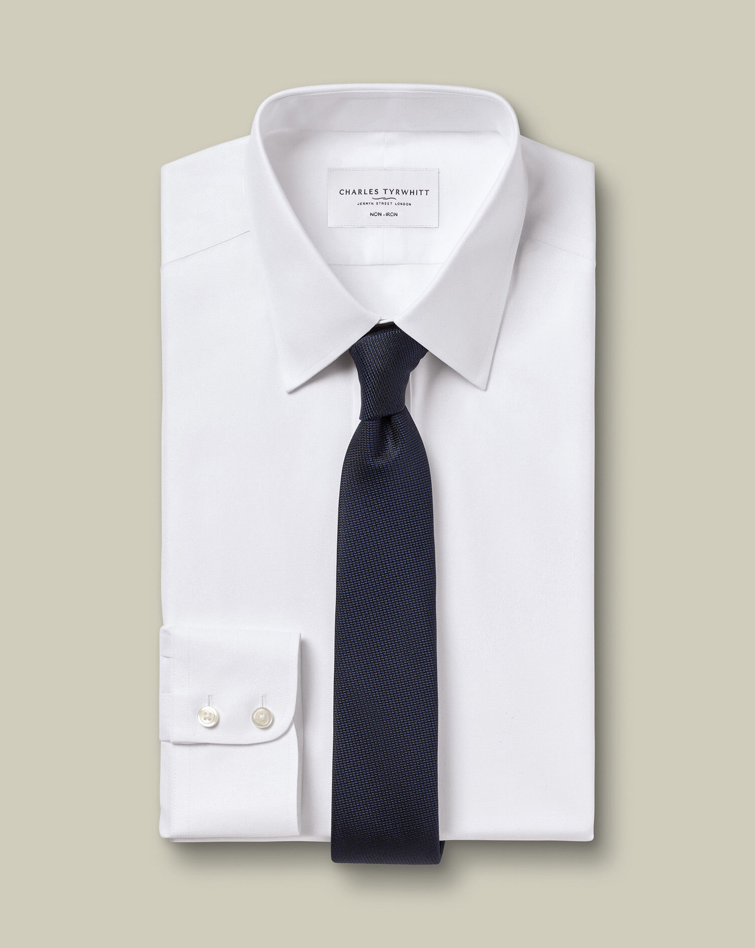 Point Collar Non-Iron Twill Shirt - White