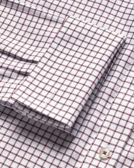 Spread collar Non-Iron Richmond Weave Check Shirt - Wine Red